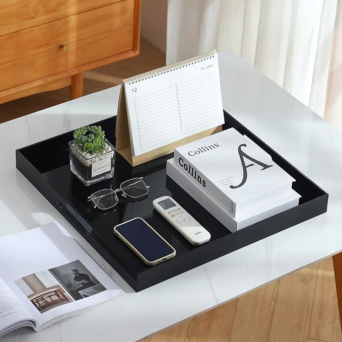 Black King Size Large Acrylic Serving Tray - Image 4