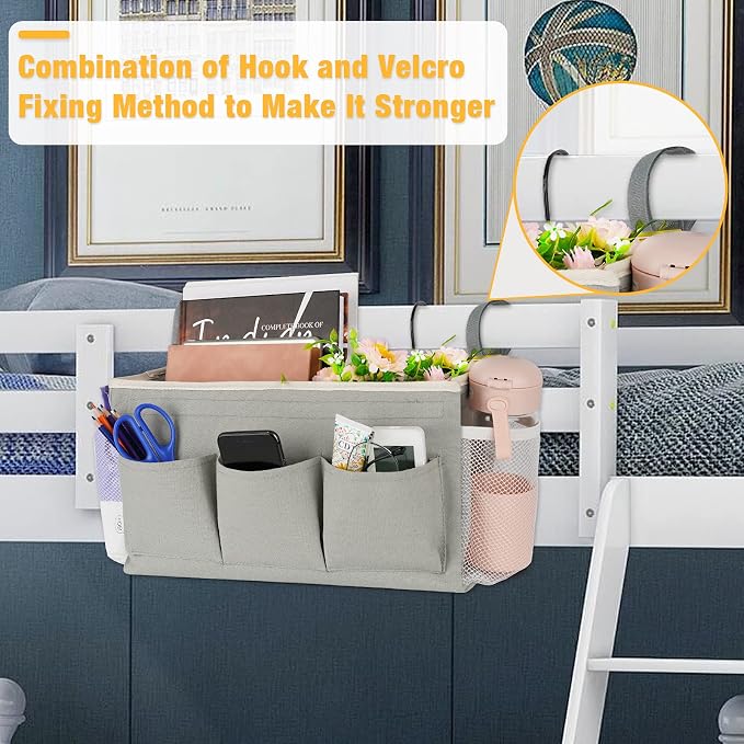 Bedside Storage Organizer with Fixed Straps and Water Bottle Holder - Image 2