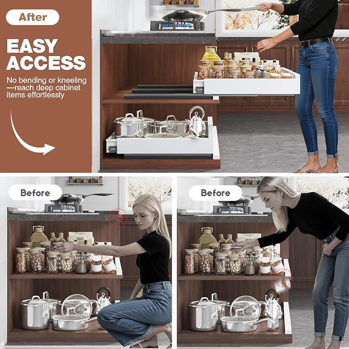 4 Pack Pull Out Cabinet Organizer Expandable Width and Depth, Slide Out Drawers - Image 4