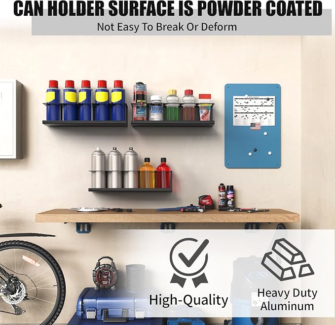 6 Pack Spray Bottle Holder Wall-Mounted, Aerosol Spray Can Holder Storage Rack - Image 4