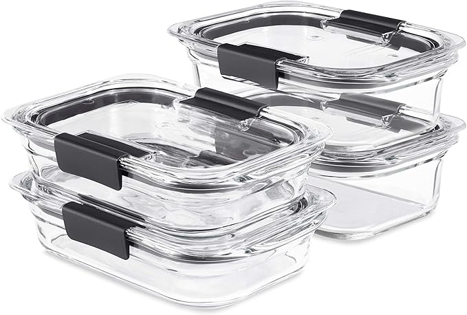 Rubbermaid Brilliance Glass Food Storage set of 4 containers 8 total pieces by Rubbermaid