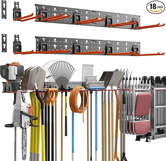 TORACK Garden Tool Organizer Wall Mount, Garage Folding Chair Storage Rack by TORACK
