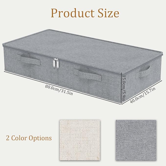 Underbed Storage Box, Foldable Under Bed Bins Container, Organizer Baskets - Image 6