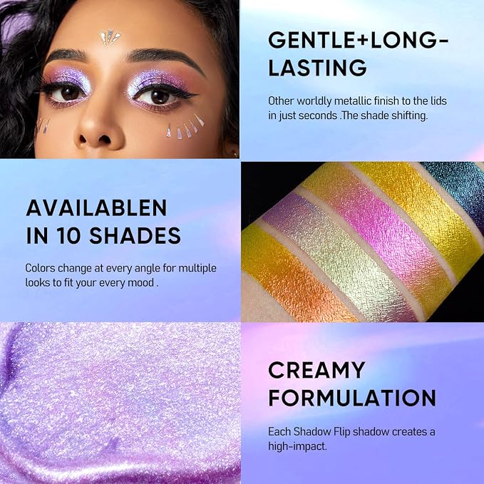 MAKI YIKA Glitter Eyeshadow Silver Multichrome Eyeshadows Long Lasting - Image 4
