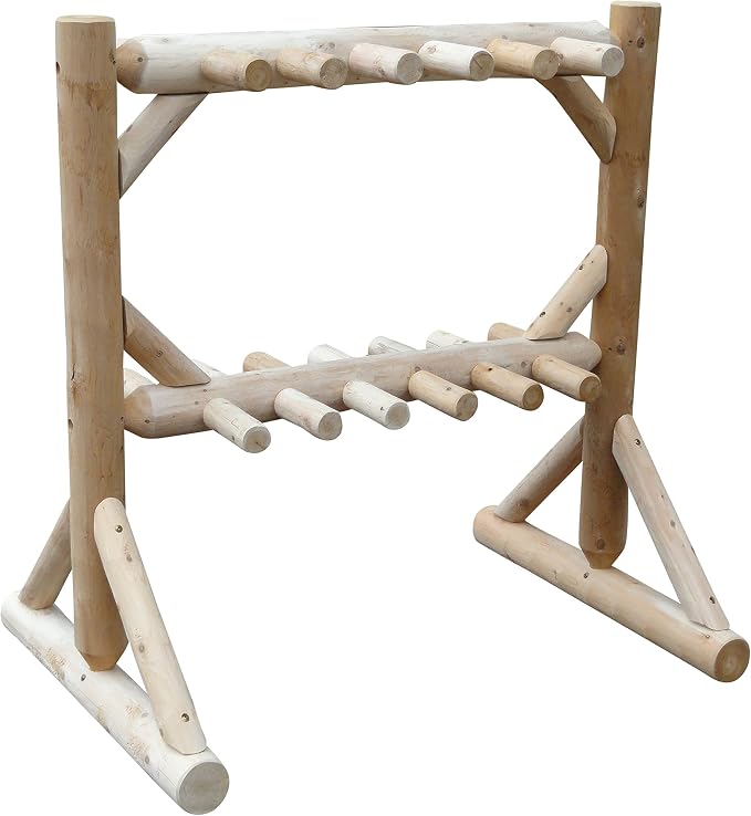 11-Place Freestanding Log Ski Rack Holder, Indoor & Outdoor Snowboard Racks - Image 3