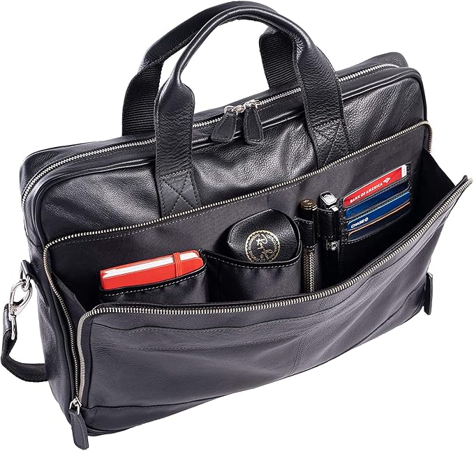 Leather briefcase 18 Inch Laptop Messenger Bags - Image 4
