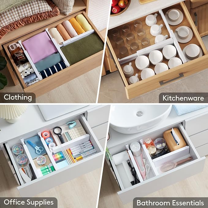 Lifewit 4 Pack Drawer Divider 4" High, 11-17" Drawer Dividers - Image 8