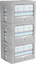 FHSQX 3 Pack Clothes Storage Bins Foldable Metal Frame Storage Box Stackable by FHSQX