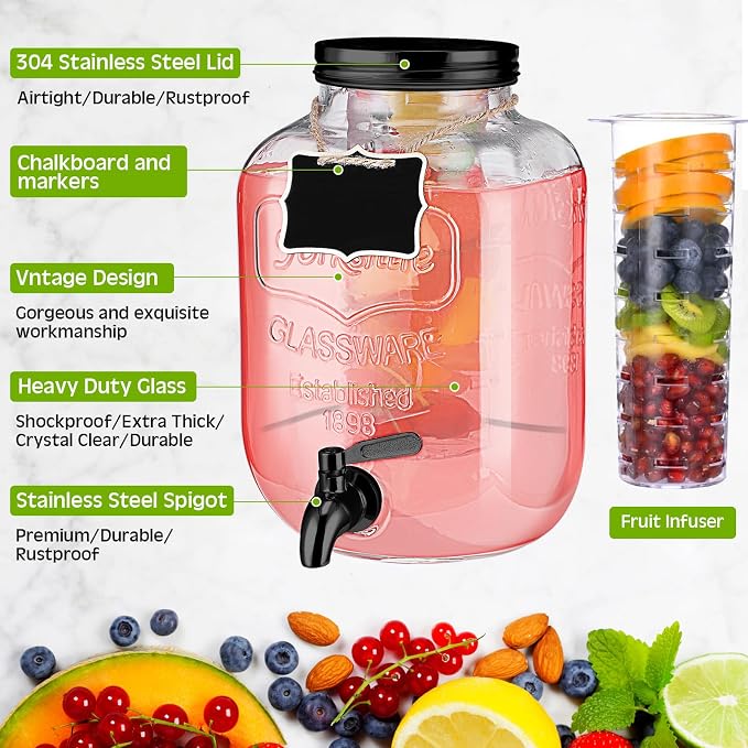 Lallisa 3 Pcs 2 Gallon Glass Drink Dispenser - Image 6