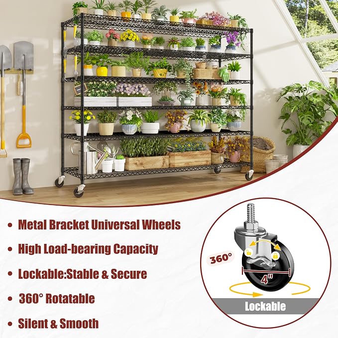 PrimeZone 6 Tier 80.7" H x 55.5" W x 24" D Wire Shelving - Image 5