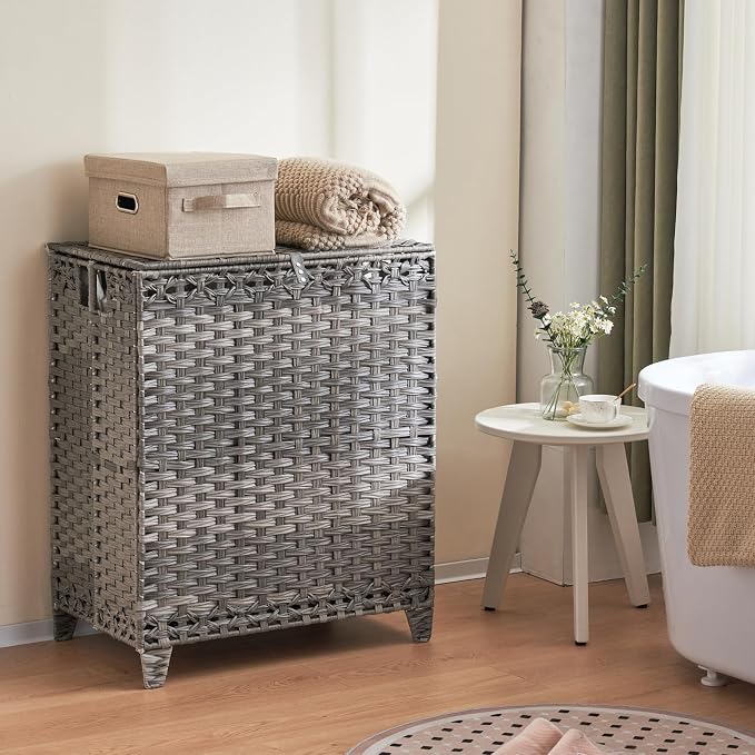 Laundry Hamper with Lid, 190L Large Laundry Basket 3 Section with 6 Removable - Image 3