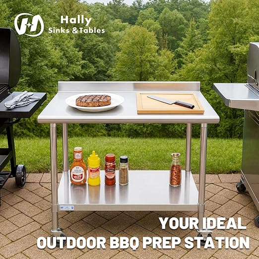 Hally Stainless Steel Table for Prep & Work 24 x 48 Inches - Image 3