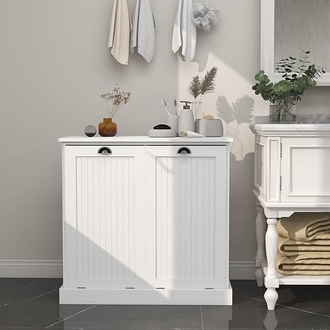 KEIKI Double Tilt-Out Laundry Hamper Cabinet - Image 7