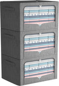 FHSQX 3 Pack Clothes Storage Bins Foldable Metal Frame Storage Box Stackable by FHSQX