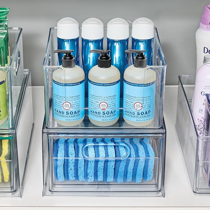iDesign Stackable Clear Plastic Open Front Storage Bin, Easy Access Organizer - Image 3