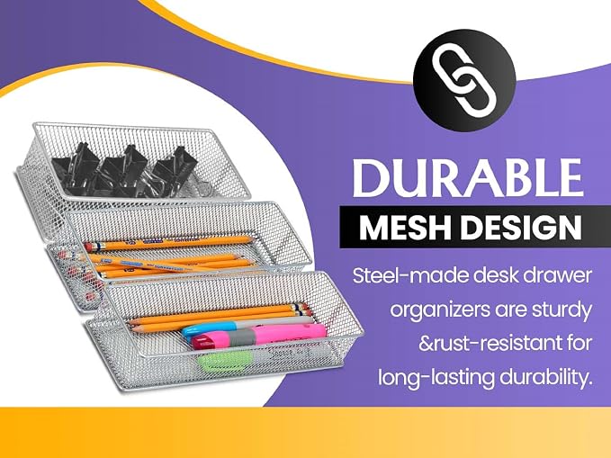 YBM HOME Silver Mesh Drawer Organizer and Storage - Image 4