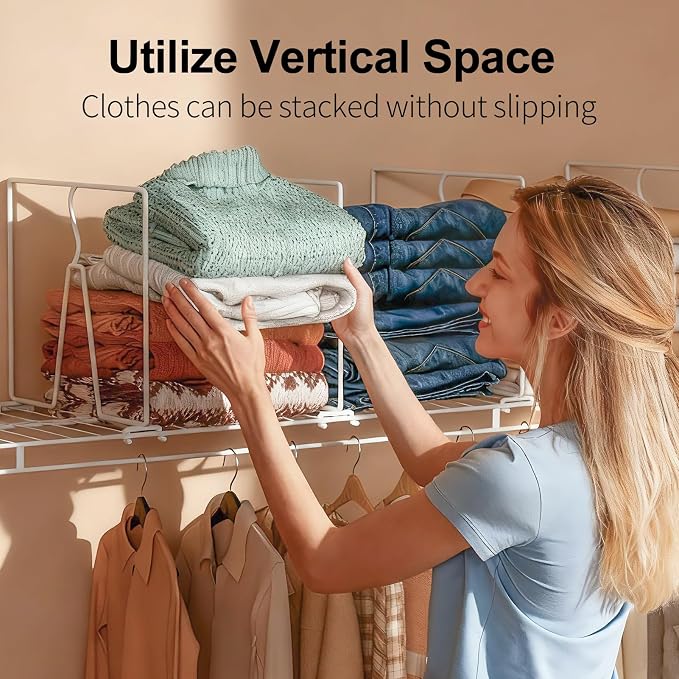 Wire Shelf Dividers for Closet: Tall 8 Pack 12-Inch Deep Adjustable Organizer - Image 4