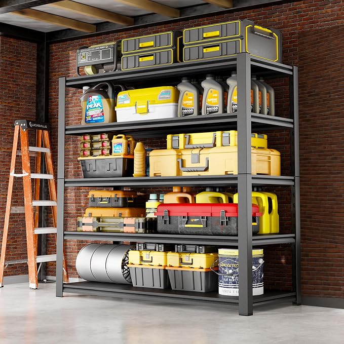 72''H Garage Shelving Heavy Duty, 2500LBS Storage Shelves, 5-Tier Adjustable - Image 2