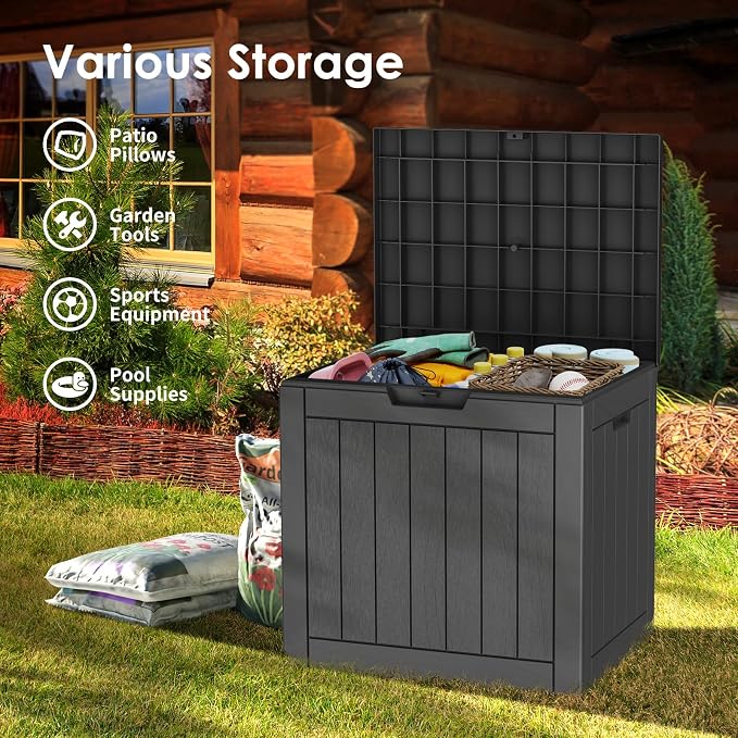 Resin Deck Box - 30 Gallon Lockable Outdoor Storage, Water-Resistant - Image 2