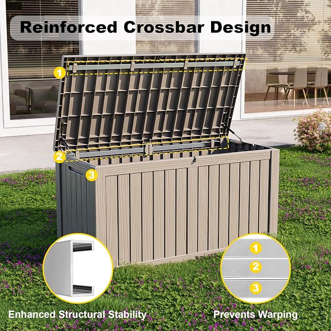 180Gallon Waterproof Outdoor Storage Box, UV Resistant Resin Deck Box - Image 4