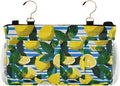 White and Blue Striped Lemons Bedside Caddy by QwThum