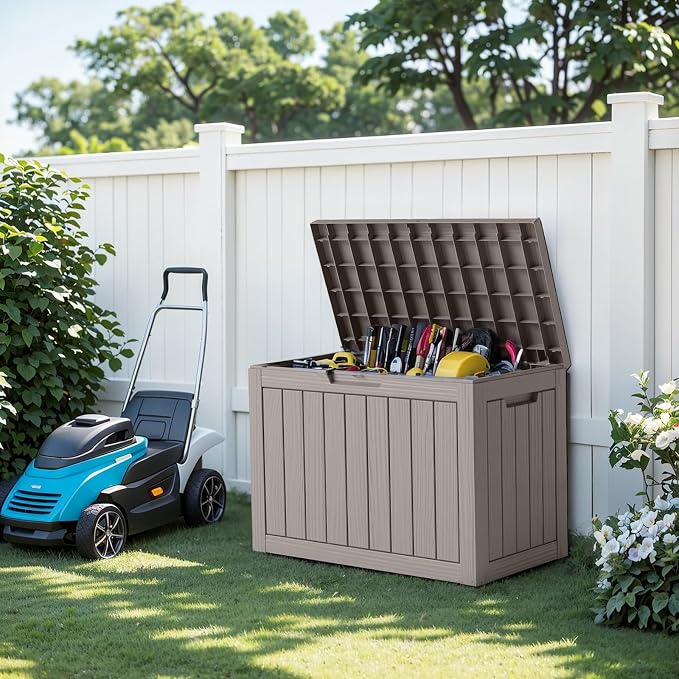 EasyUp 45 Gallon Outdoor Storage Box, Resin Waterproof UV-Resistant Deck Box - Image 5