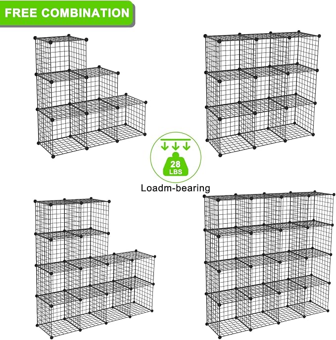 TUMUCUTE Wire Storage Cubes, Metal Storage Shelves Bookshelf, Stackable Modular - Image 4