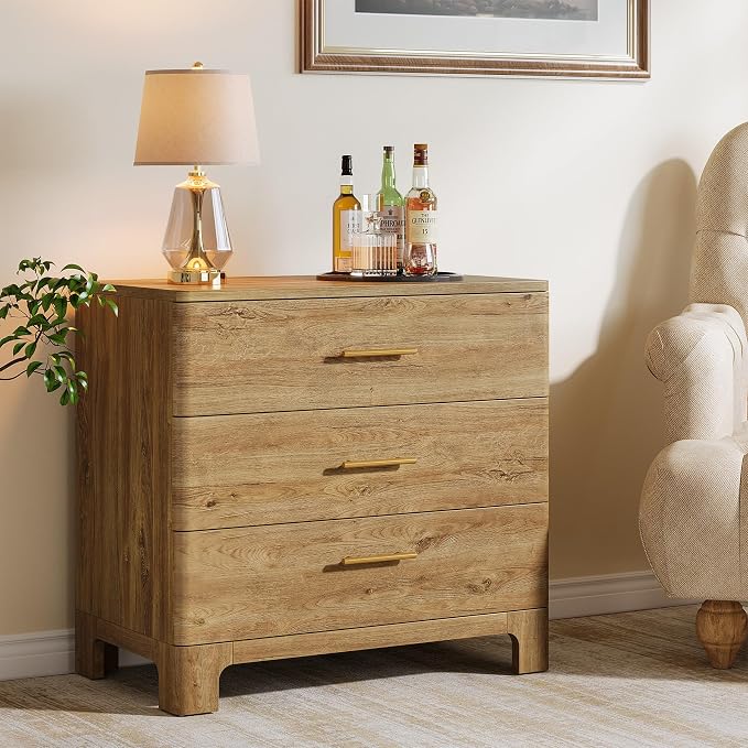Tribesigns Extra Large Three Drawers Nightstands Set of 2, 31.5" Wooden Rustic - Image 6