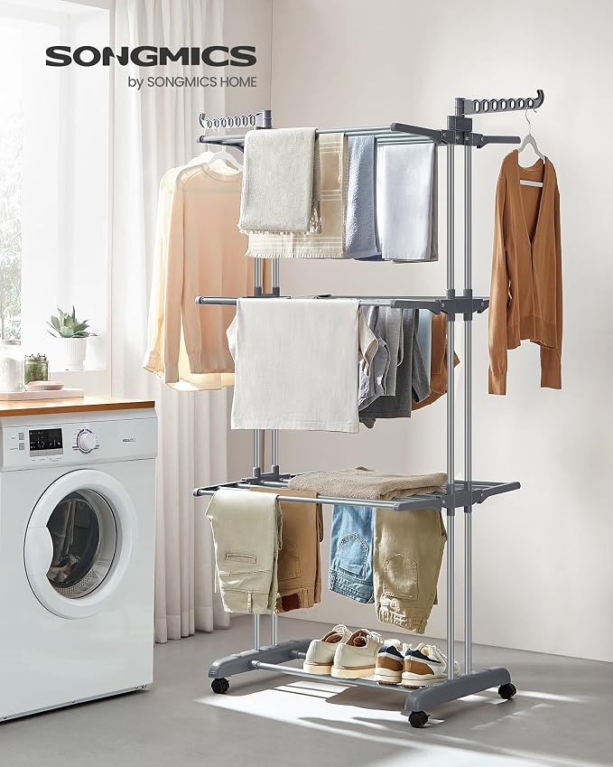 SONGMICS Clothes Drying Rack Stand 4-Tier, Foldable Laundry Drying Rack - Image 2
