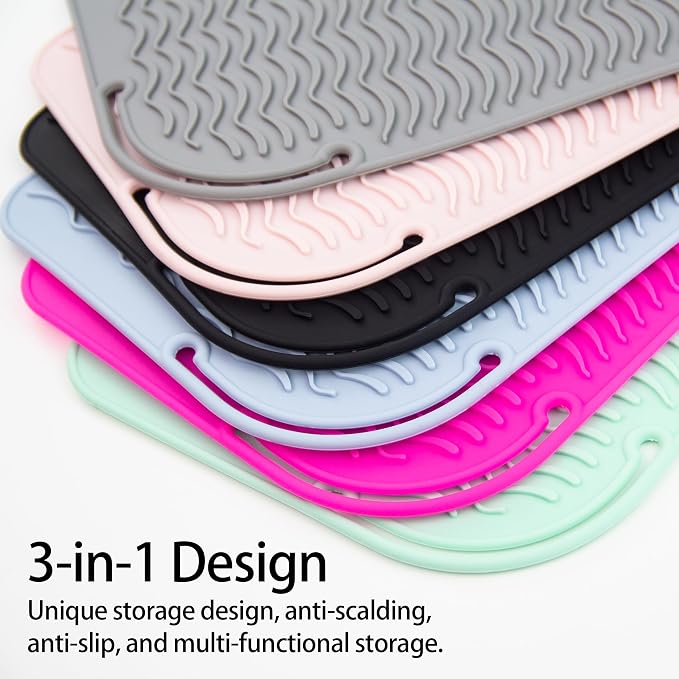 Heysam Professional Heat-Resistant Silicone Mat Flat Iron Hair Straightener Pad - Image 3