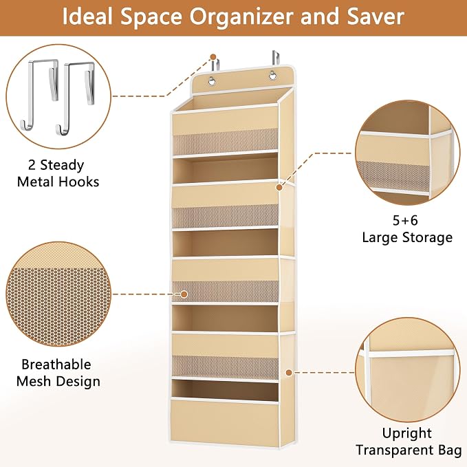 1 Pack 5-Tier Over the Door Organizer, Heavy-Duty Large Deep Pocket Hanging - Image 5