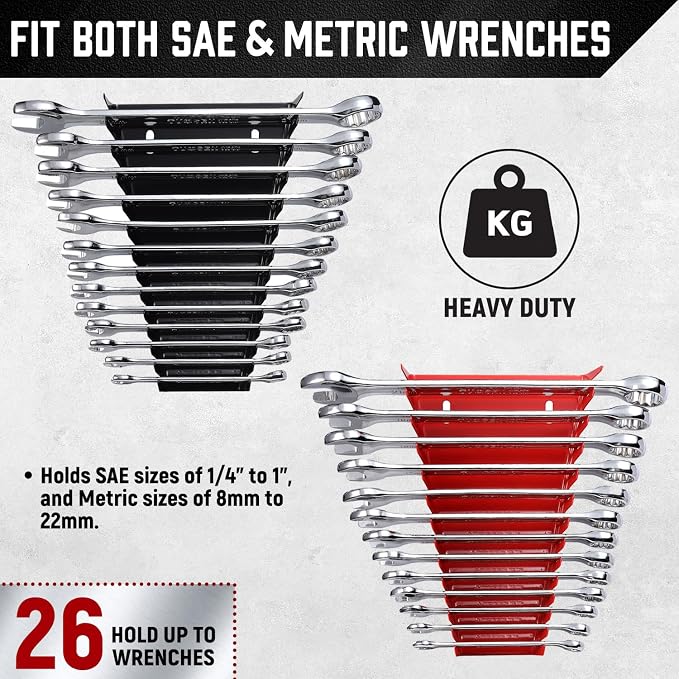 ALOANES 52-Slot Metal Wrench Organizer, Heavy Duty Hanging Wrench Organizer Tray - Image 4
