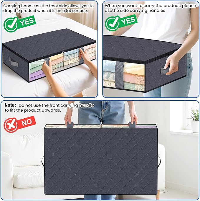 Under Bed Storage Containers, 4 Pack Blanket Storage Bags, Collapsible Storage - Image 5