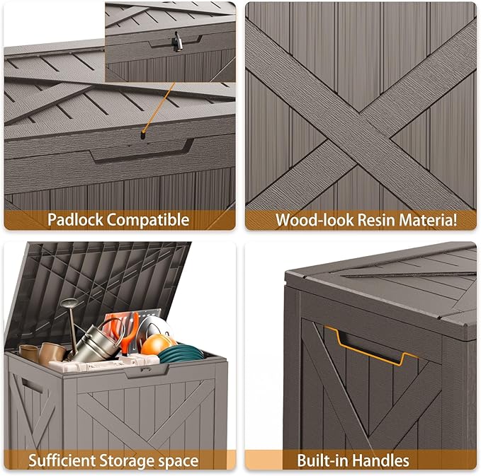 32 GallonOutdoor Storage Box, Resin Deck Boxes Waterproof, IndoorOutdoor Bin - Image 5