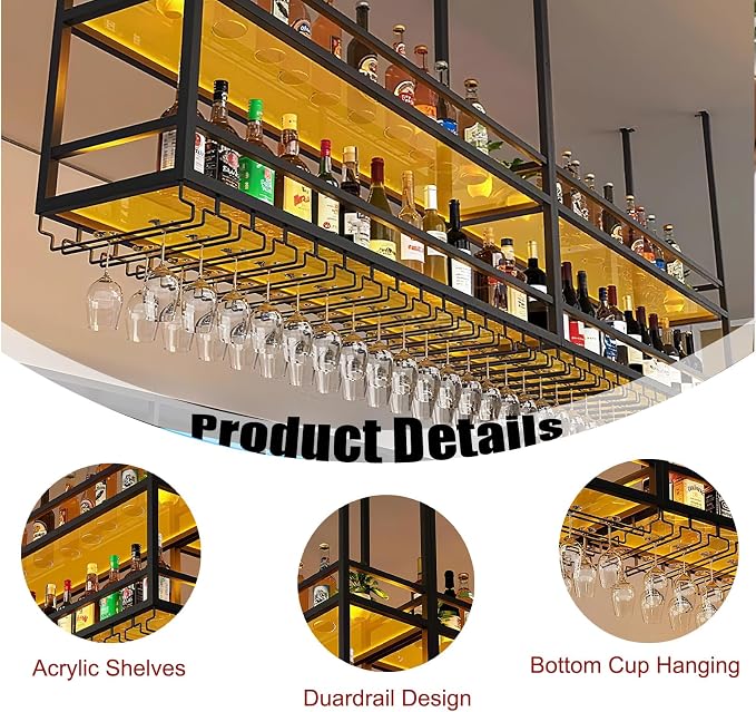31.4IN Acrylic Ceiling Wine Glass Rack - Image 5