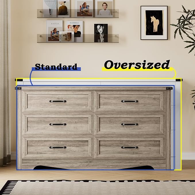 6-Drawer Dresser for Bedroom, Modern Wooden Chest of Drawers - Image 4