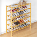 Smiry Bamboo Shoe Rack for Closet, 6 Tier Long Wooden Stackable Shoe Organizer by Smiry