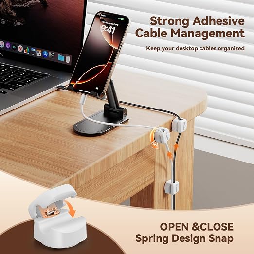 10Pack Rotatable Cord Organizer, Spring Cable Clips Desk Cable Management Cord - Image 4