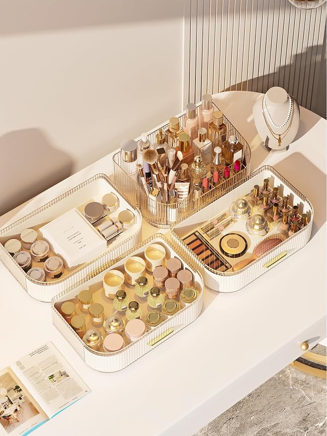 Makeup Organizer with Stackable Drawer, 360 Rotating Makeup Brush Holder - Image 7