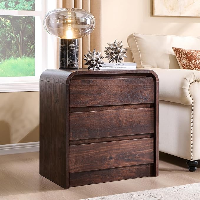 25" Tall Modern Nightstand Set of 2, 23.6" Wide Wood Bedside Table - Image 2