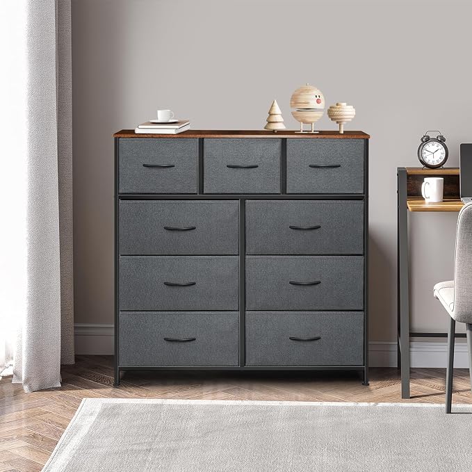 Dresser for Bedroom with 9 Drawers, Chest of Drawers, Storage Drawers Organizer - Image 4