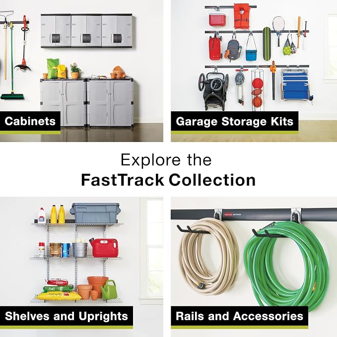 Rubbermaid 24-Piece FastTrack Garage Wall-Mounted Storage Kit, 6 Rails and 18 - Image 7