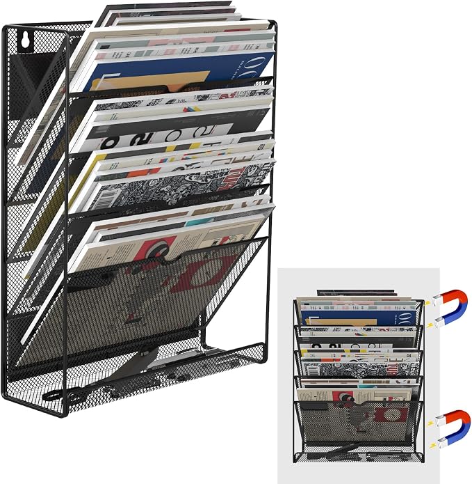 6-Tier Magnetic File Holder, No Drilling Installation File Cabinet Organizer by LQPAFZ