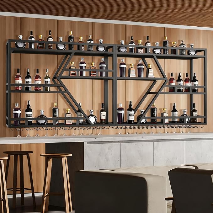 78.7in Metal Wine Rack Wall Mounted, Modern Wine Storage Rack Wall Mounted - Image 4