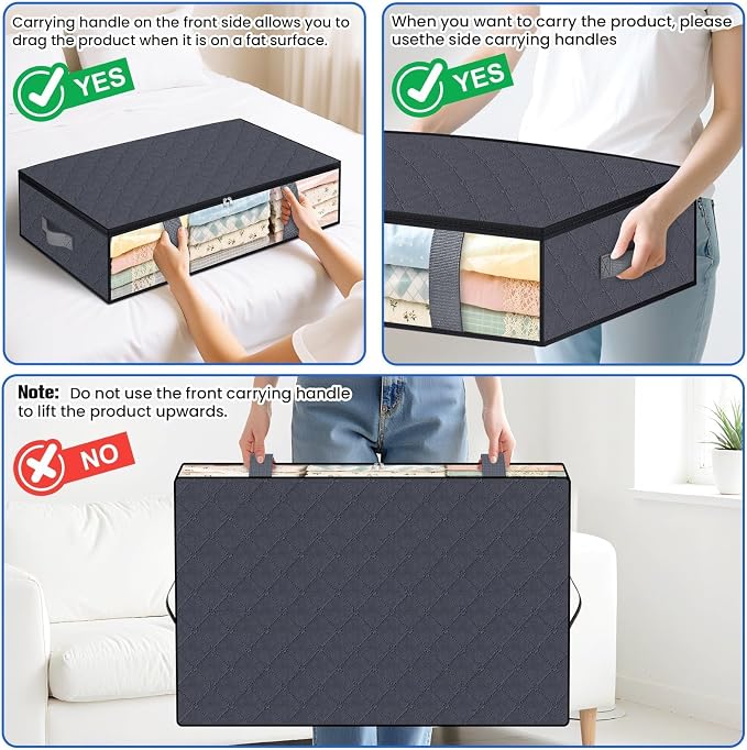 Under Bed Storage Containers, 6 Pack Blanket Storage Bags, Collapsible Storage - Image 5