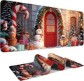 Christmas Scene Gaming Mouse Pad 31.5"x11.8"Desk Mat Anti-Slip Rubber Base & by ANNAQUEEN