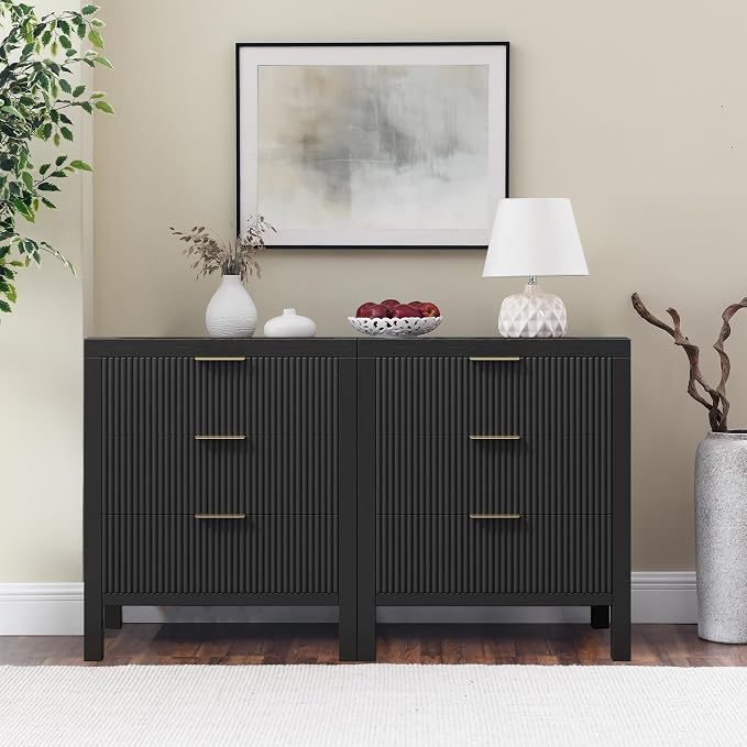 6 Drawer Dresser, Modern Wide Storage Chest of Drawers Organizer by LSKTGA