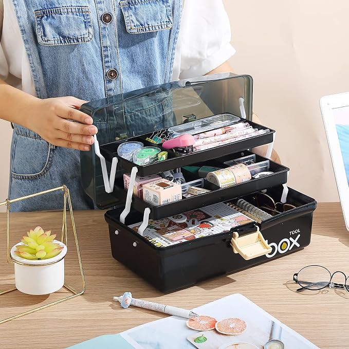 2PCS 12'' Three-Layer Clear Plastic Storage Box/Tool Box - Image 4