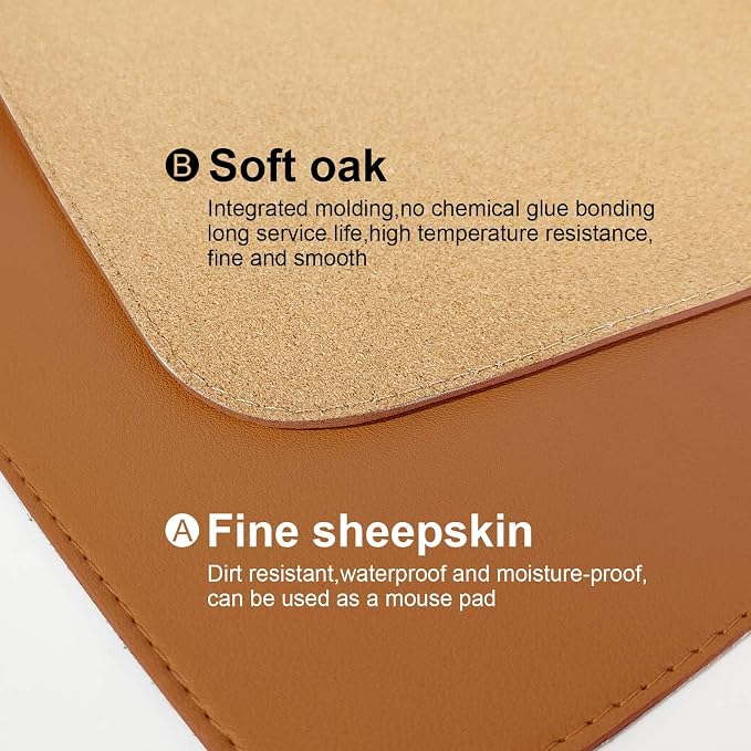 DAWNTREES Dual Sided Desk Mat, Leather Desk Pad, - Image 4