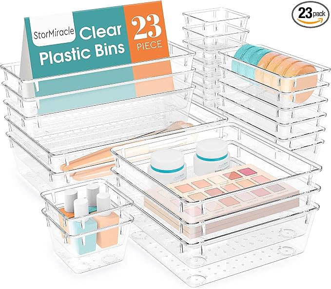23 PCS Drawer Organizer Set, 5 Varied Size Bathroom and kitchen Drawer cabinet by StorMiracle